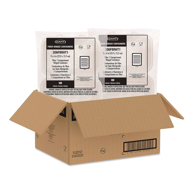 Dart ProPlanet Fiber Hinged Carryout Containers, 200/Carton (206FBRHT1)