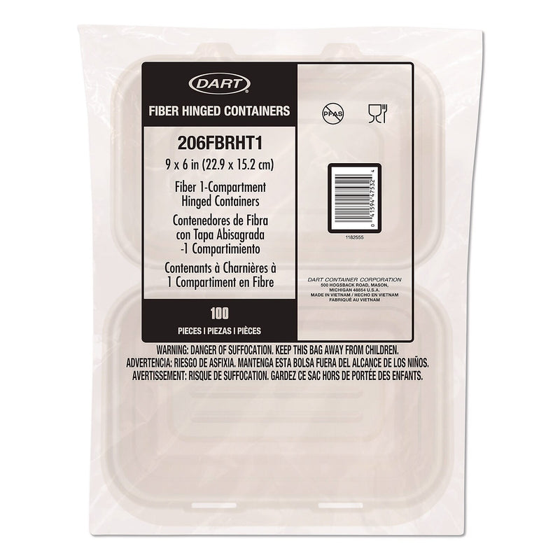 Dart ProPlanet Fiber Hinged Carryout Containers, 200/Carton (206FBRHT1)