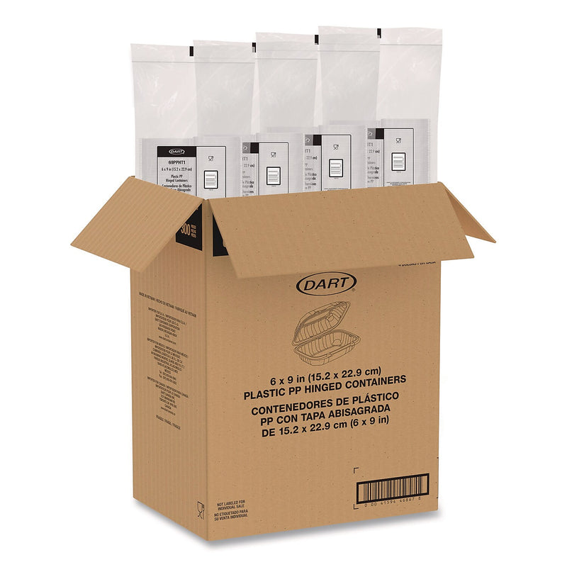 Dart ProPlanet Plastic Hinged Carryout Container, Clear, 300/Carton (69PPHT1)