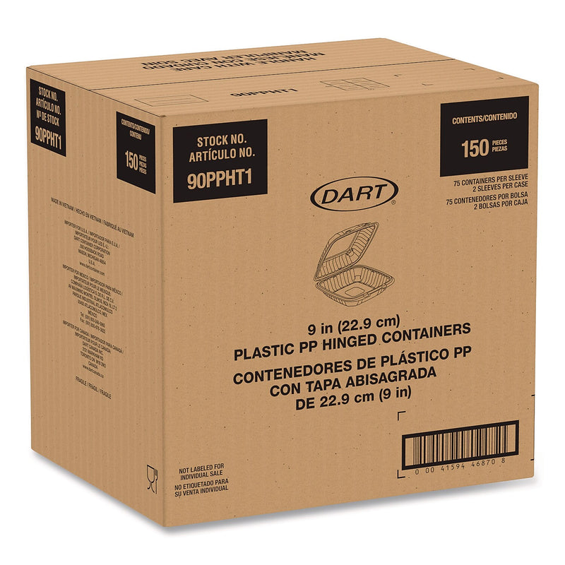 Dart ProPlanet Plastic Hinged Carryout Container, Clear, 150/Carton (90PPHT1)