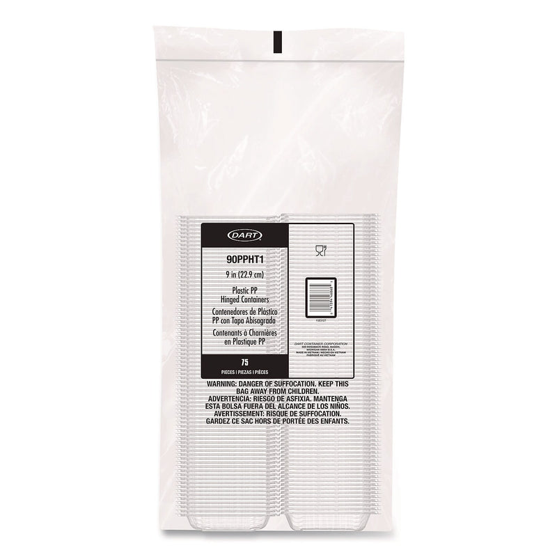 Dart ProPlanet Plastic Hinged Carryout Container, Clear, 150/Carton (90PPHT1)
