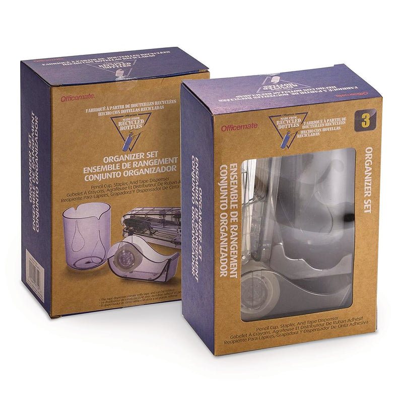 Officemate 3-Piece Desk Organizer Set, Plastic, Ash Gray (97712)