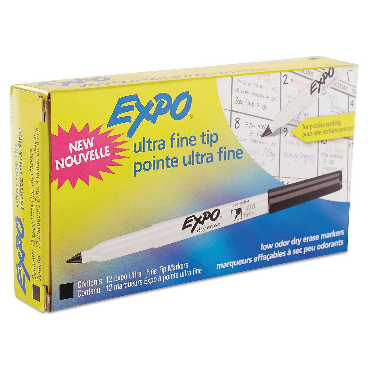 EXPO Dry Erase Marker, Bullet Tip, Black, 12/Pack (1871131A)