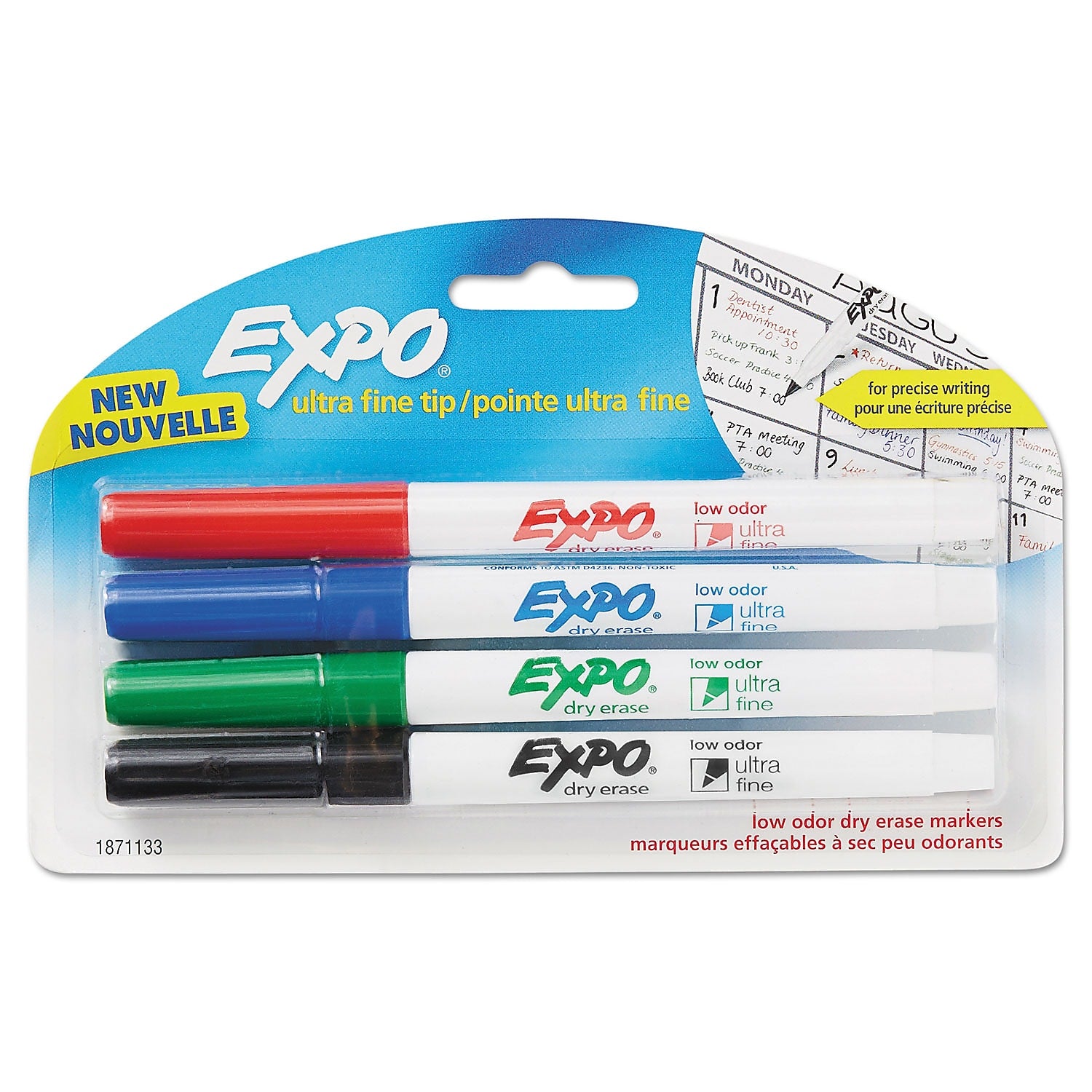 EXPO Dry Erase Marker, Bullet Tip, Assorted Colors, 4/Pack (1871133A)