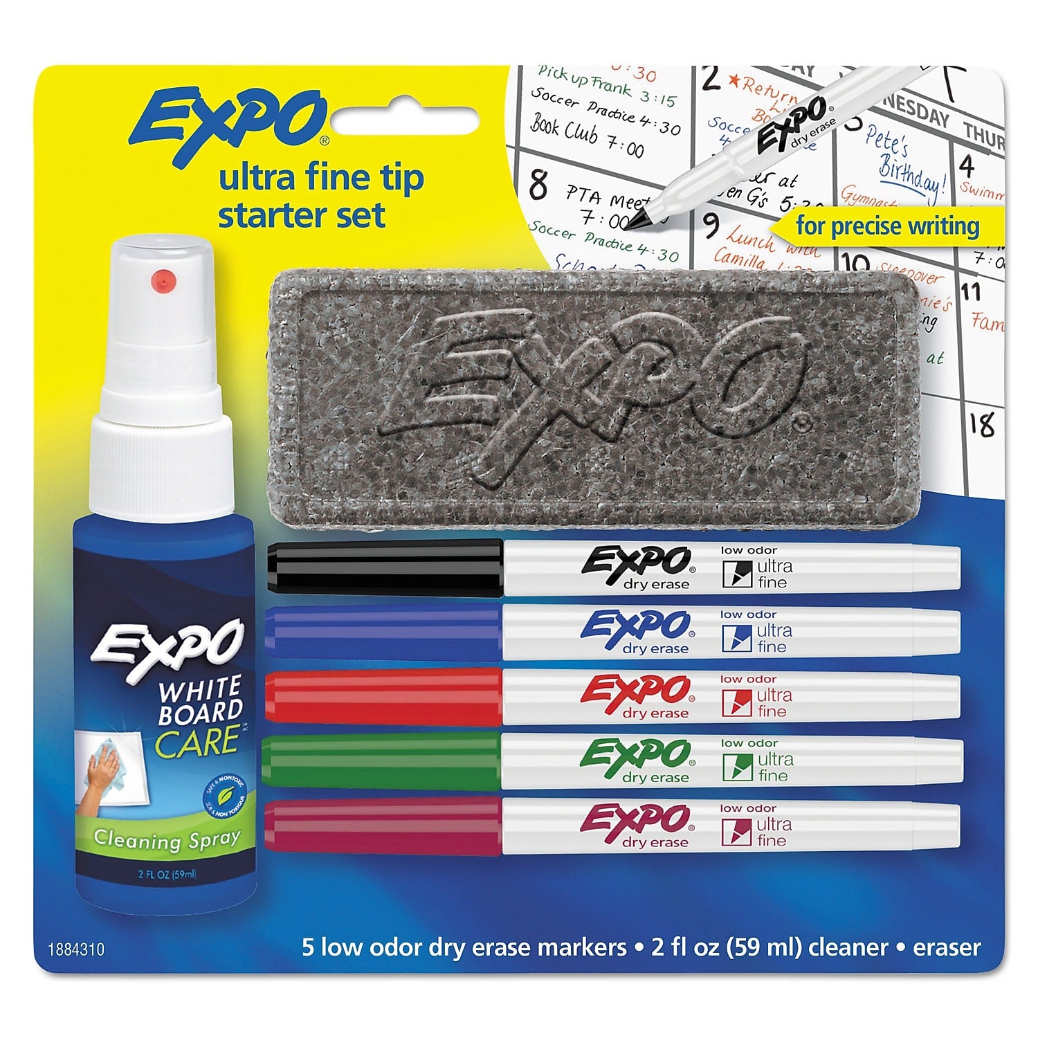 EXPO Dry Erase Marker Starter Set/Kit, Bullet Tip, Assorted Colors, 5/Set (1884310A)