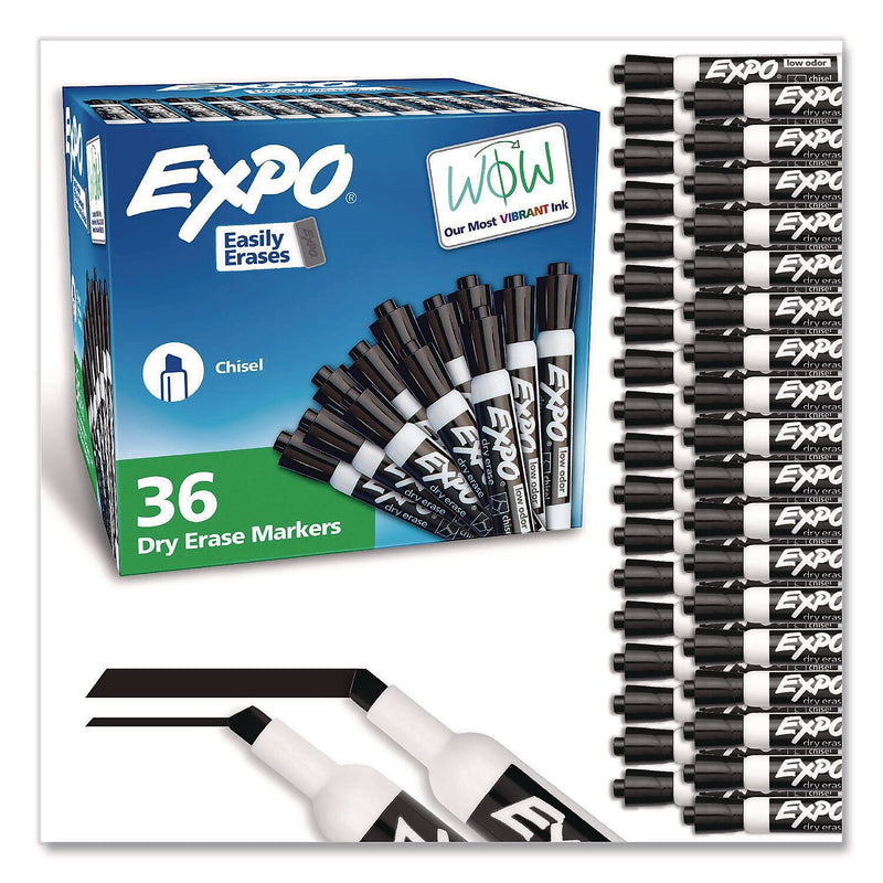 EXPO Tank Dry Erase Markers, Chisel Tip, Black, 36/Box (1920940A)