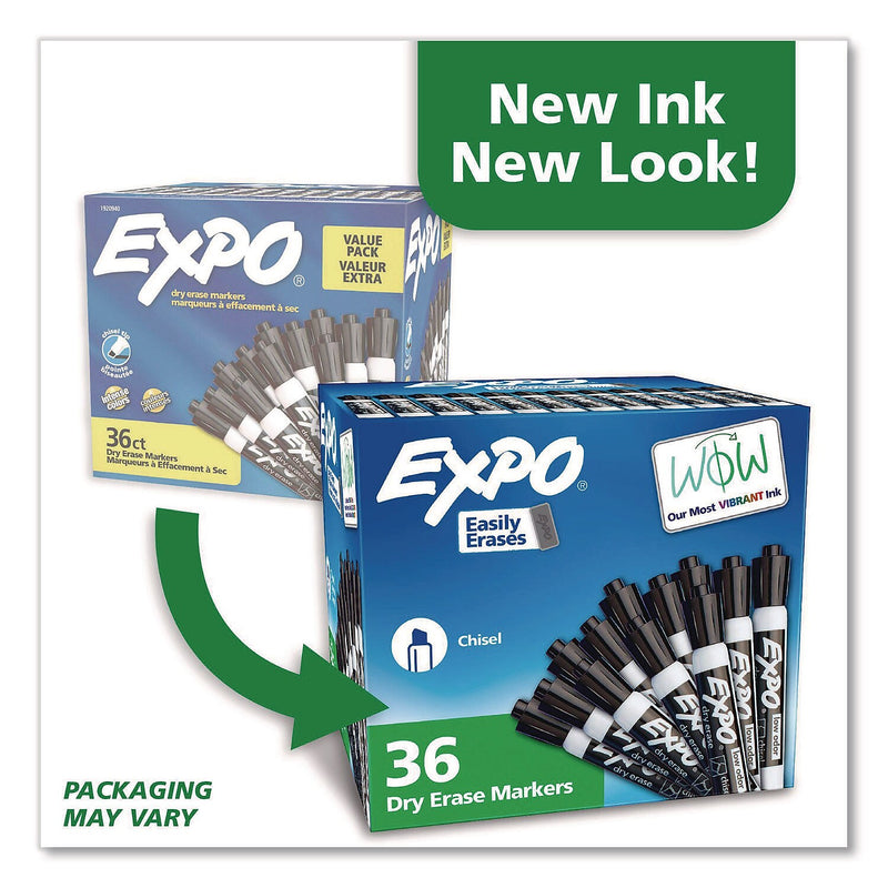 EXPO Tank Dry Erase Markers, Chisel Tip, Black, 36/Box (1920940A)