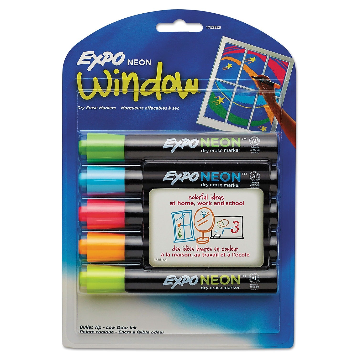 EXPO Neon Tank Dry Erase Marker, Bullet Tip, Assorted Colors, 5/Pack (2211553)