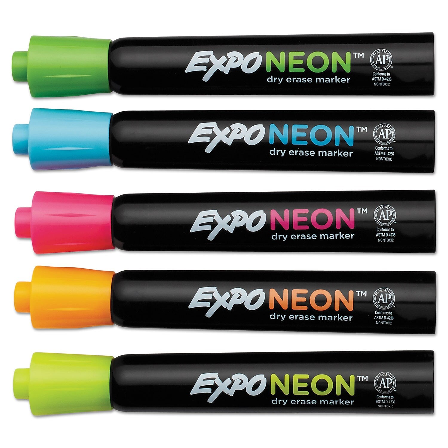 EXPO Neon Tank Dry Erase Marker, Bullet Tip, Assorted Colors, 5/Pack (2211553)