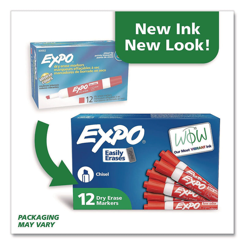 EXPO Tank Dry Erase Markers, Chisel Tip, Red, 12/Pack (80002A)