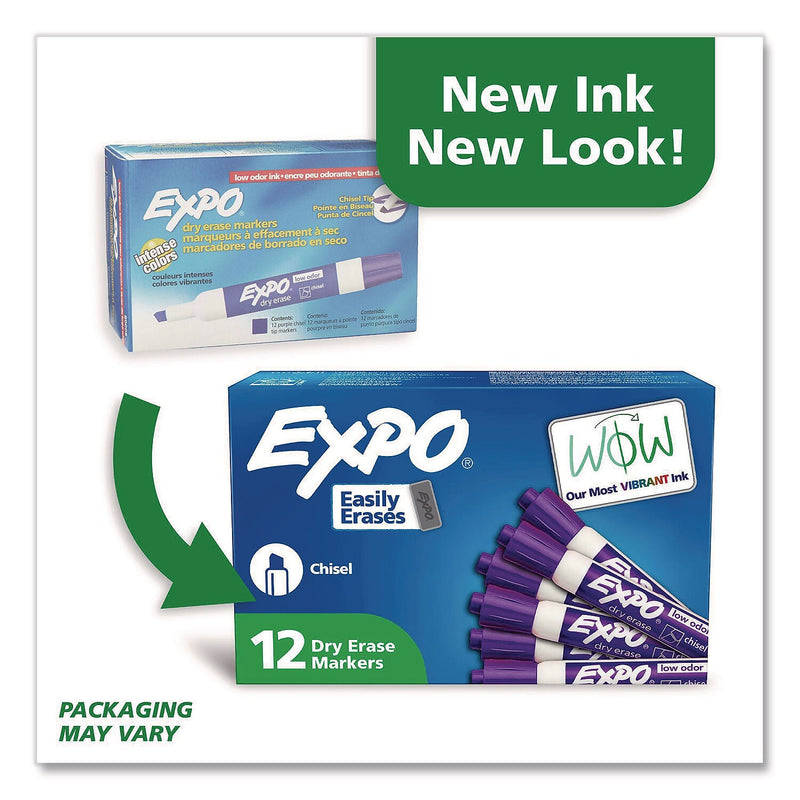EXPO Tank Dry Erase Markers, Chisel Tip, Purple, 12/Pack (80008A)