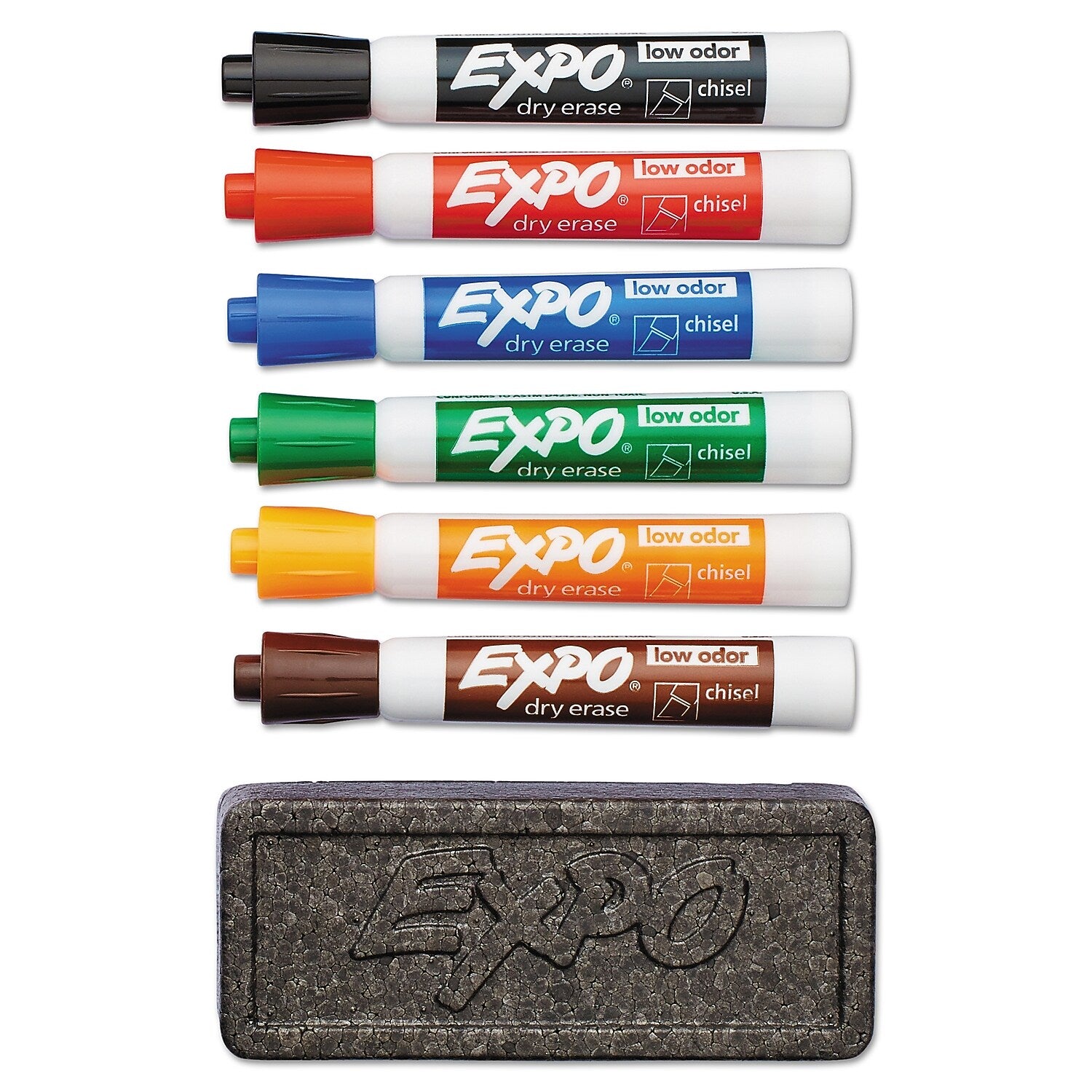 EXPO Tank Dry Erase Starter Set/Kit, Chisel Tip, Assorted Colors, 6/Set (80556A)