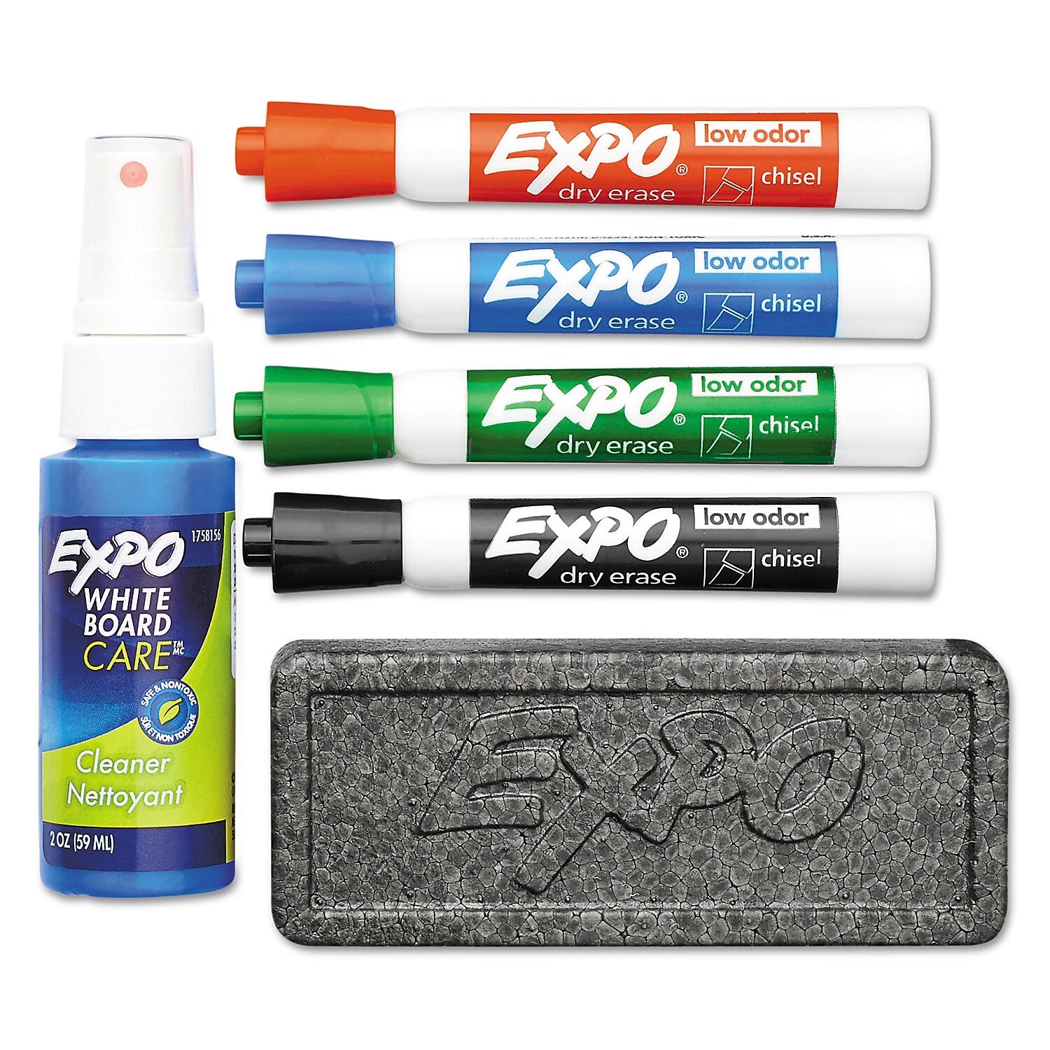 EXPO Tank Dry Erase Starter Set/Kit, Chisel Tip, Assorted Colors, 4/Set (80653A)