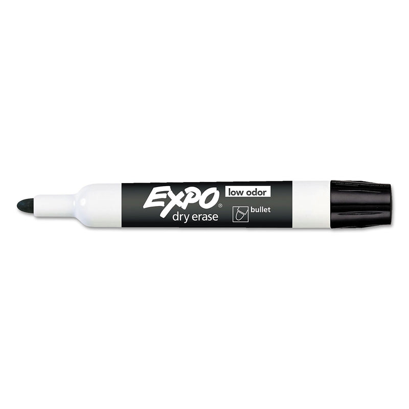 EXPO Dry Erase Marker, Bullet Tip, Black, 12/Pack (82001A)