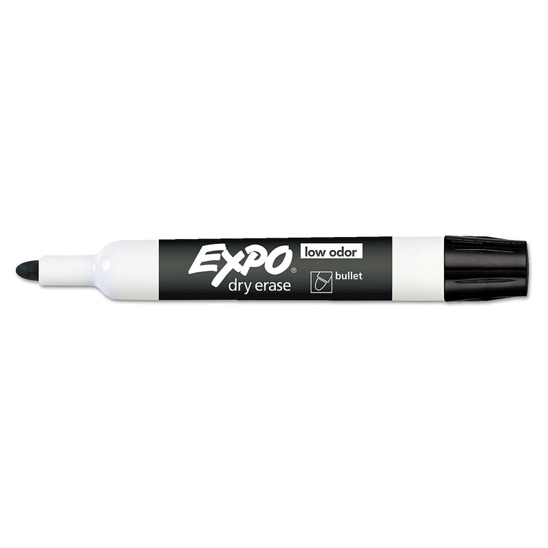 EXPO Dry Erase Marker, Bullet Tip, Black, 12/Pack (82001A)