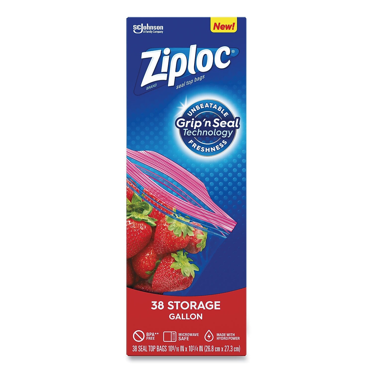 Ziploc Double Zipper Storage Bag, 1 Gallon, Clear, 38 Bags/Box (383233BX)