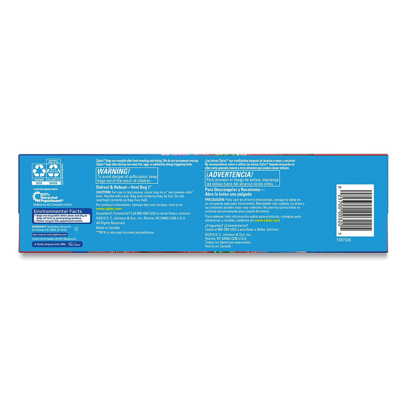 Ziploc Double Zipper Storage Bag, 1 Gallon, Clear, 38 Bags/Box (383233BX)