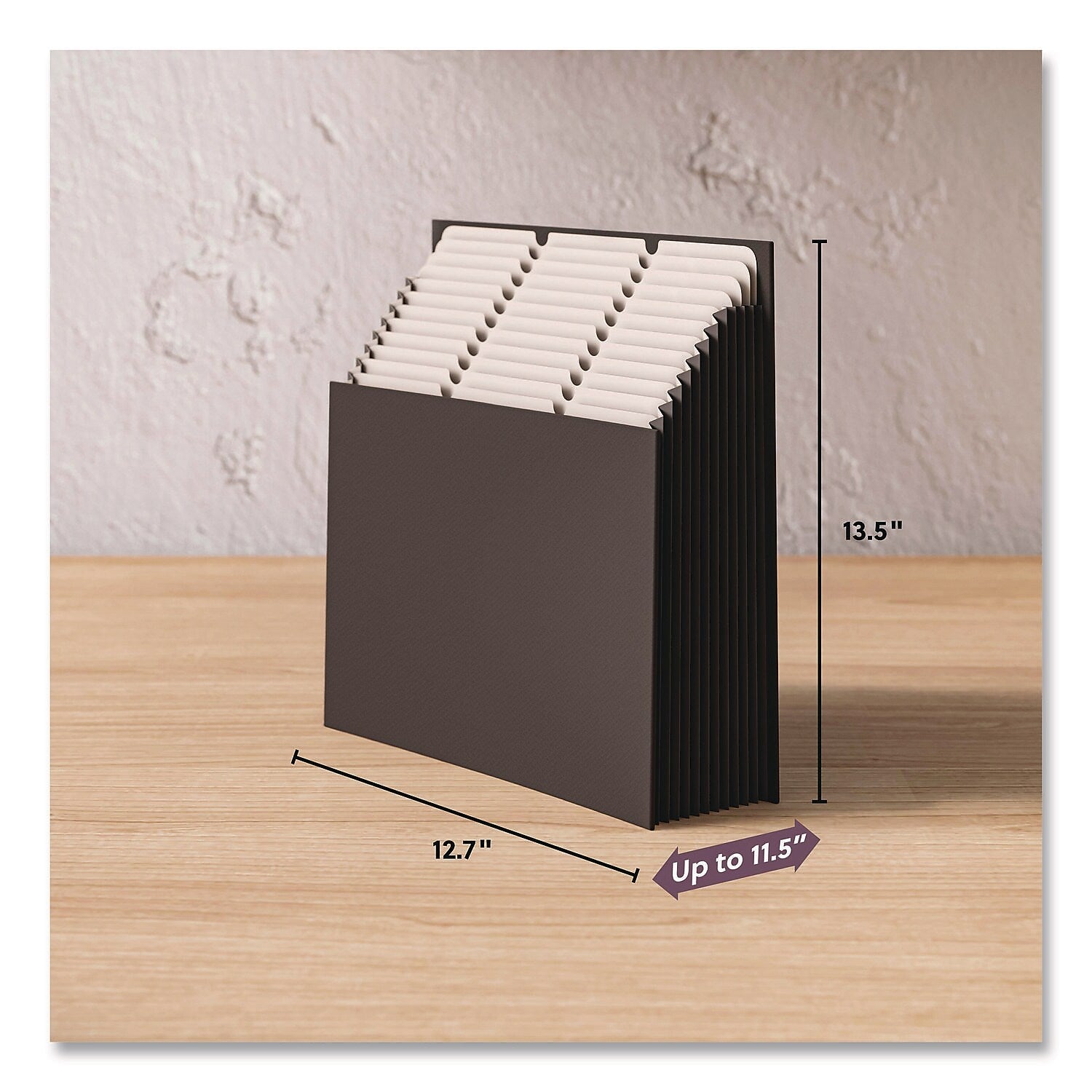 Smead 12-Compartment Linen Stadium File, Letter Size, Charcoal (70227)