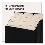 Smead 12-Compartment Linen Stadium File, Letter Size, Charcoal (70227)