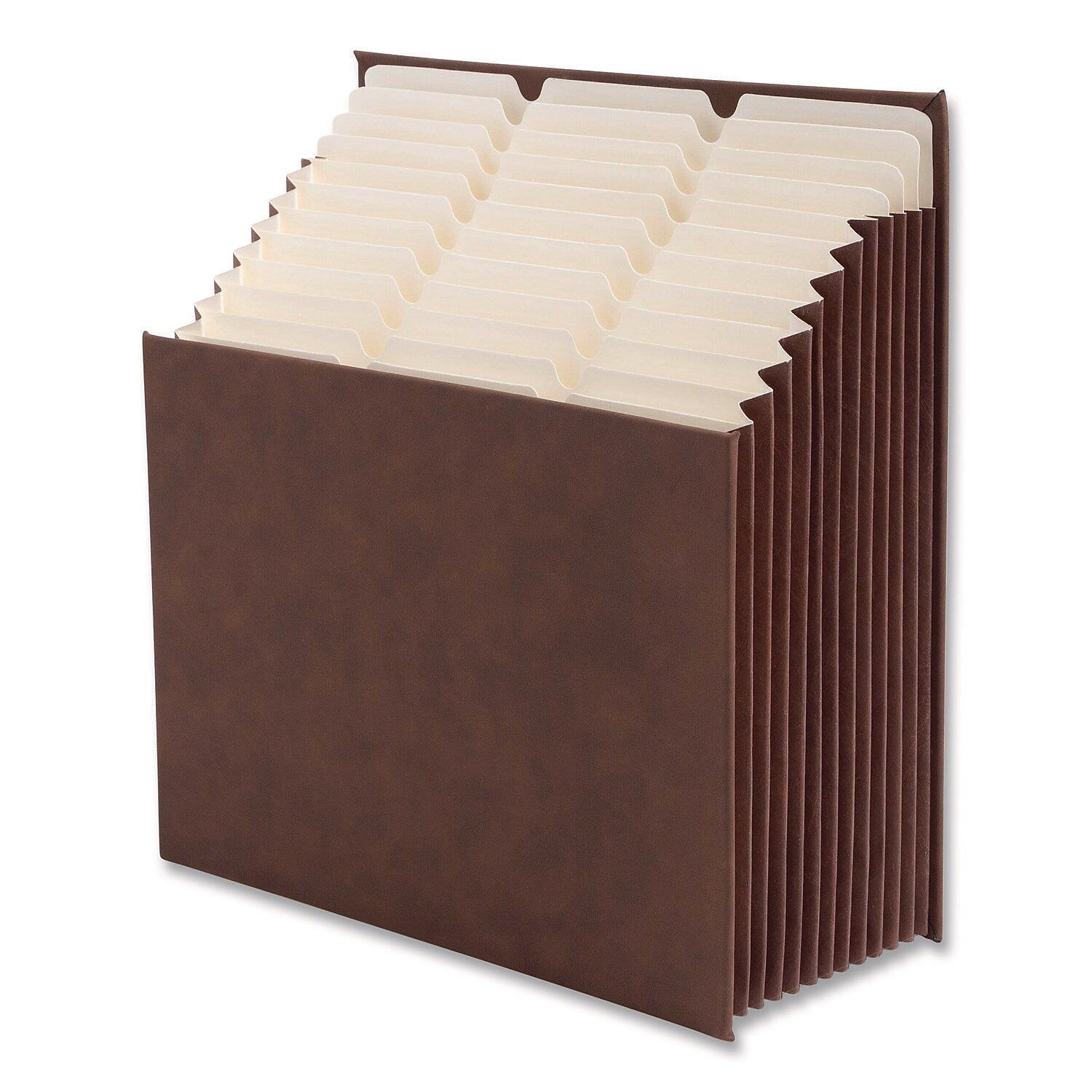 Smead 12-Compartment Polyurethane Leather Stadium File, Letter Size, Saddle (70228)