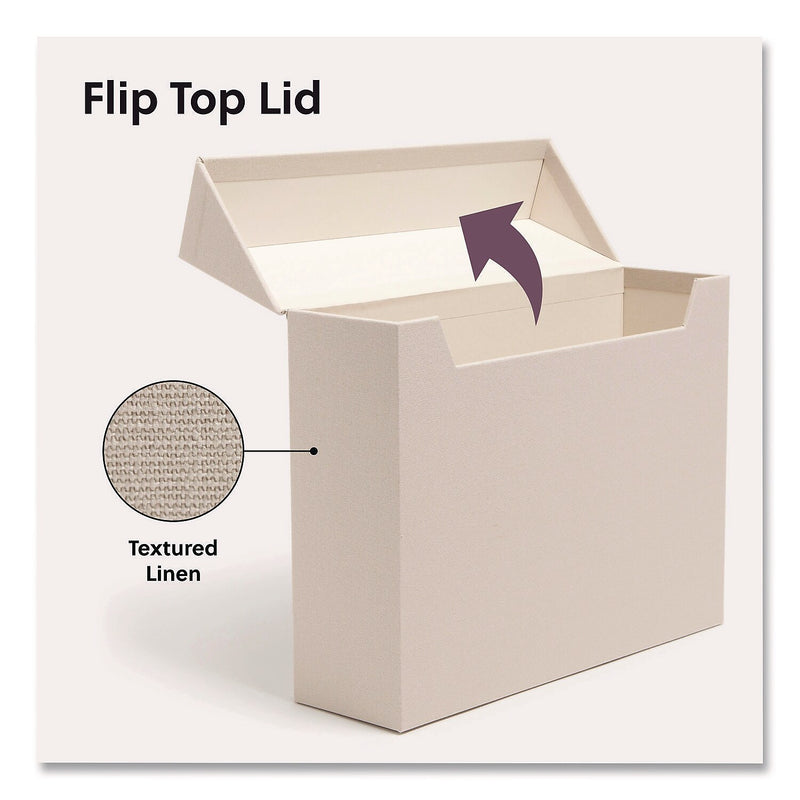 Smead Linen Flip Top File Box, Letter Size, Beige (70232)