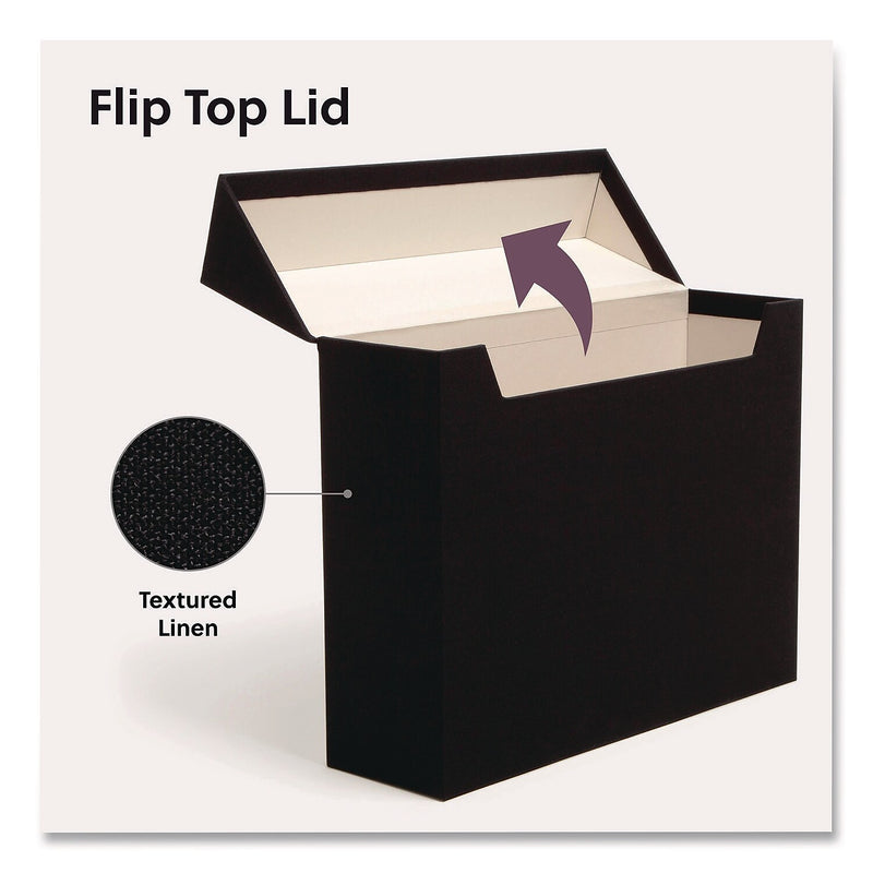 Smead Linen Flip Top File Box, Letter Size, Charcoal (70233)