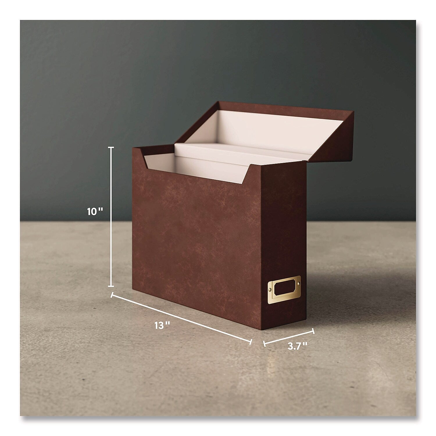 Smead Linen Flip Top File Box, Letter Size, Saddle (70234)