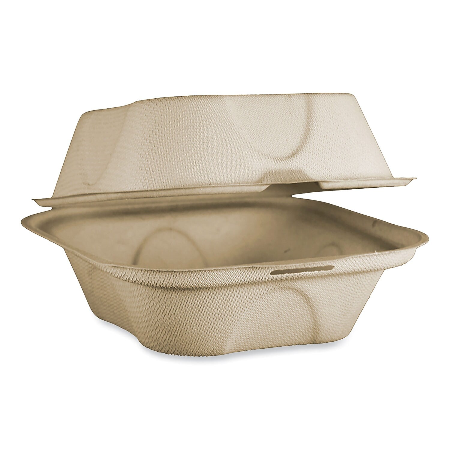 World Centric Plant-Based Fiber Hinged Burger Box Carryout Container, Natural, 500/Carton (TO-SC-U15B-LFP)
