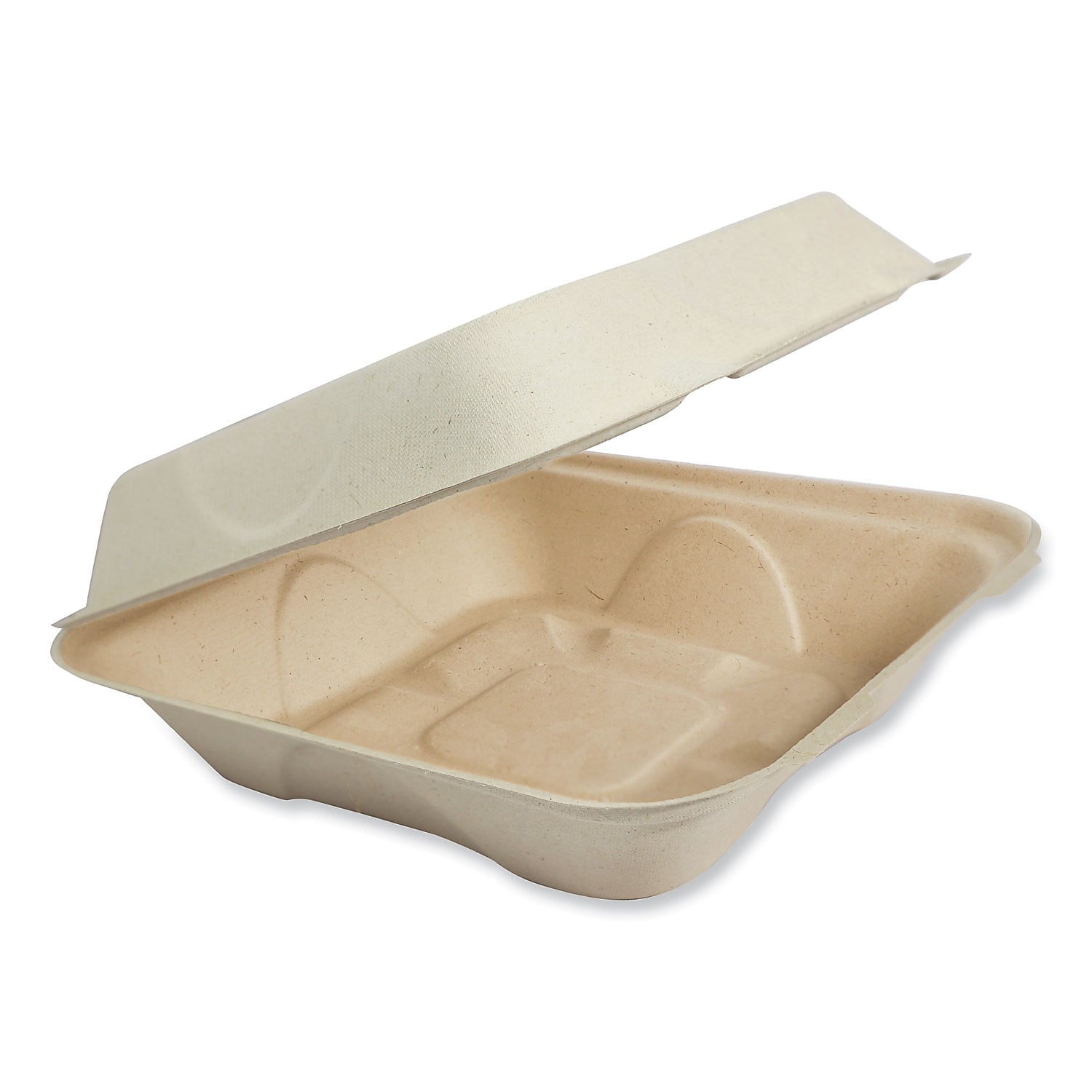 World Centric Plant-Based Fiber Hinged Carryout Container, Natural 300/Carton (TO-SC-U85-3-LFP)