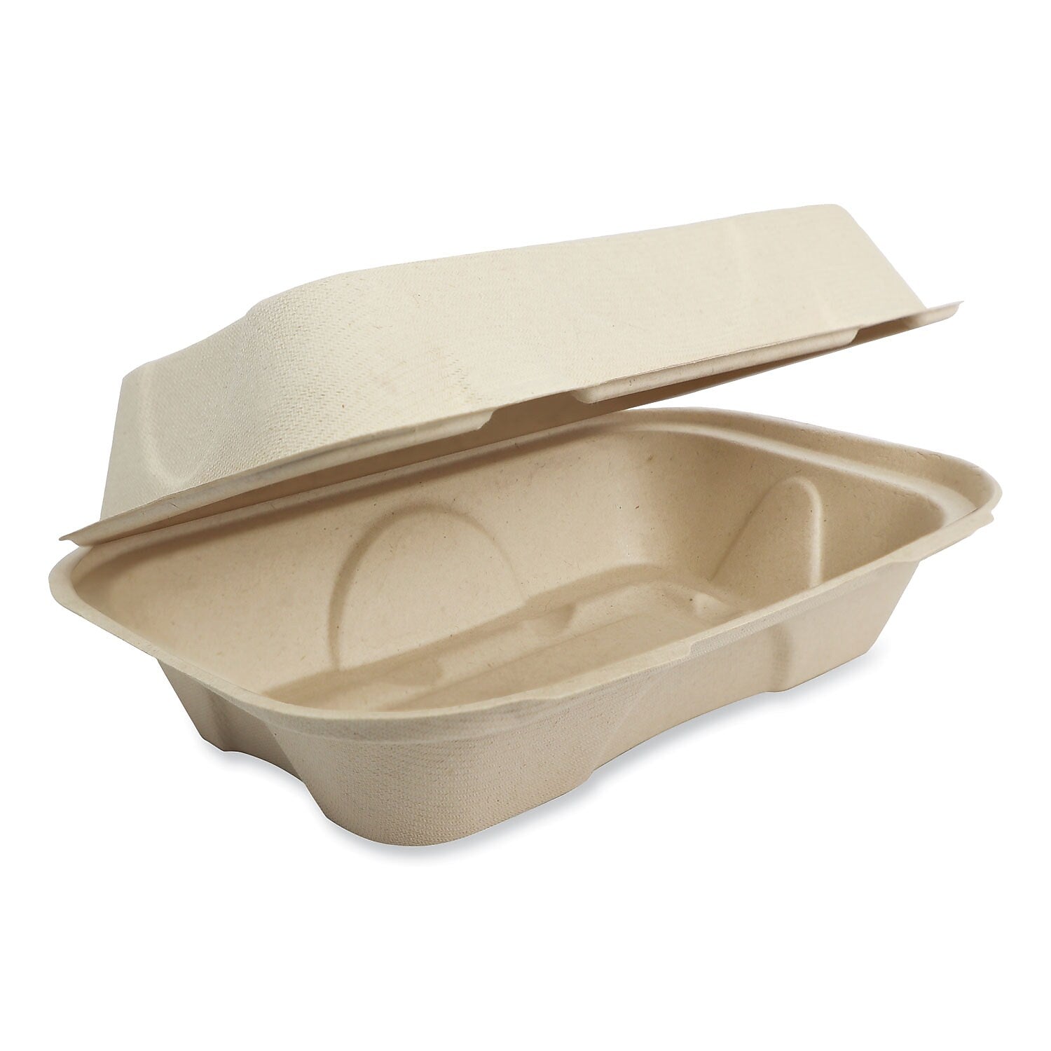 World Centric Plant-Based Fiber Hinged Hoagie Box Carryout Container, Natural, 500/Carton (TO-SC-UHB-LFP)
