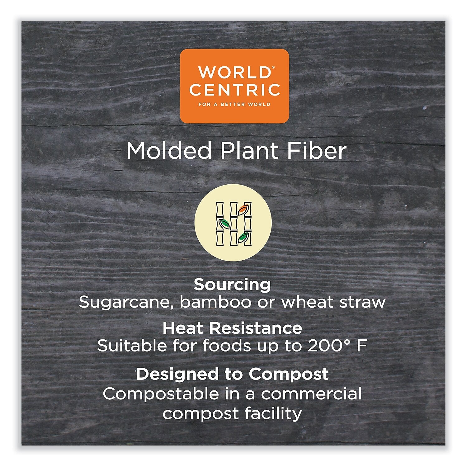 World Centric Plant-Based Fiber Carryout Tray, Natural, 500/Carton (TR-SC-2S-LFS)