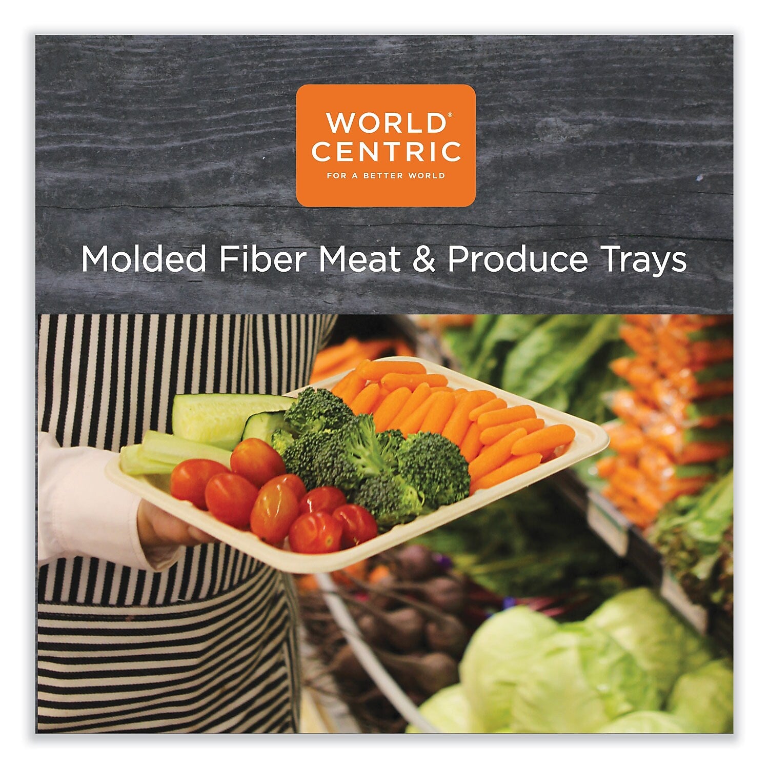 World Centric Plant-Based Fiber Carryout Tray, Natural, 500/Carton (TR-SC-4S-LFS)