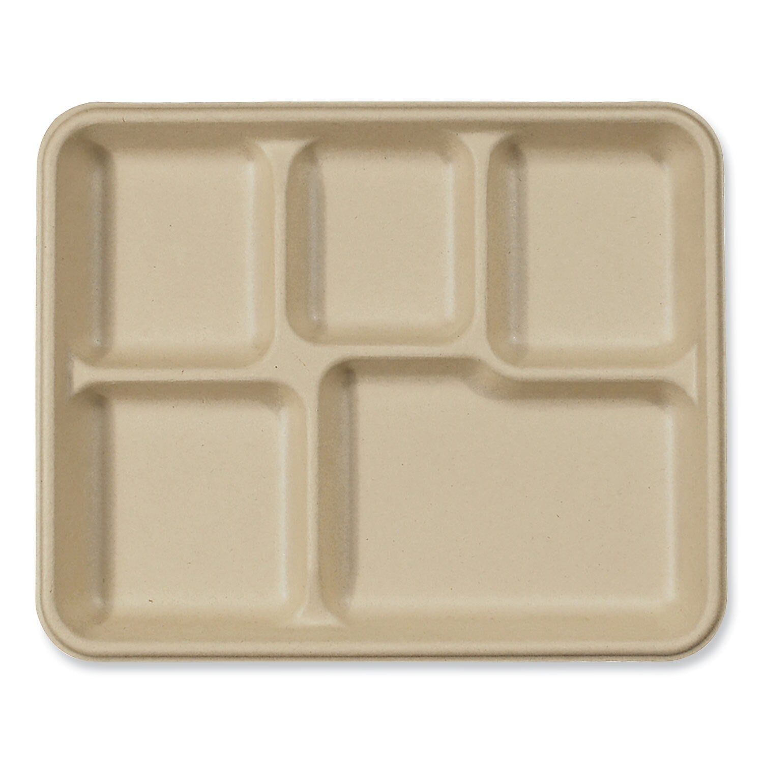 World Centric Plant-Based Fiber 5-Compartment Carryout Tray, Natural, 400/Carton (TR-SC-5C-LFS)