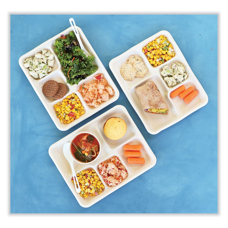World Centric Plant-Based Fiber 5-Compartment Carryout Tray, Natural, 400/Carton (TR-SC-5C-LFS)