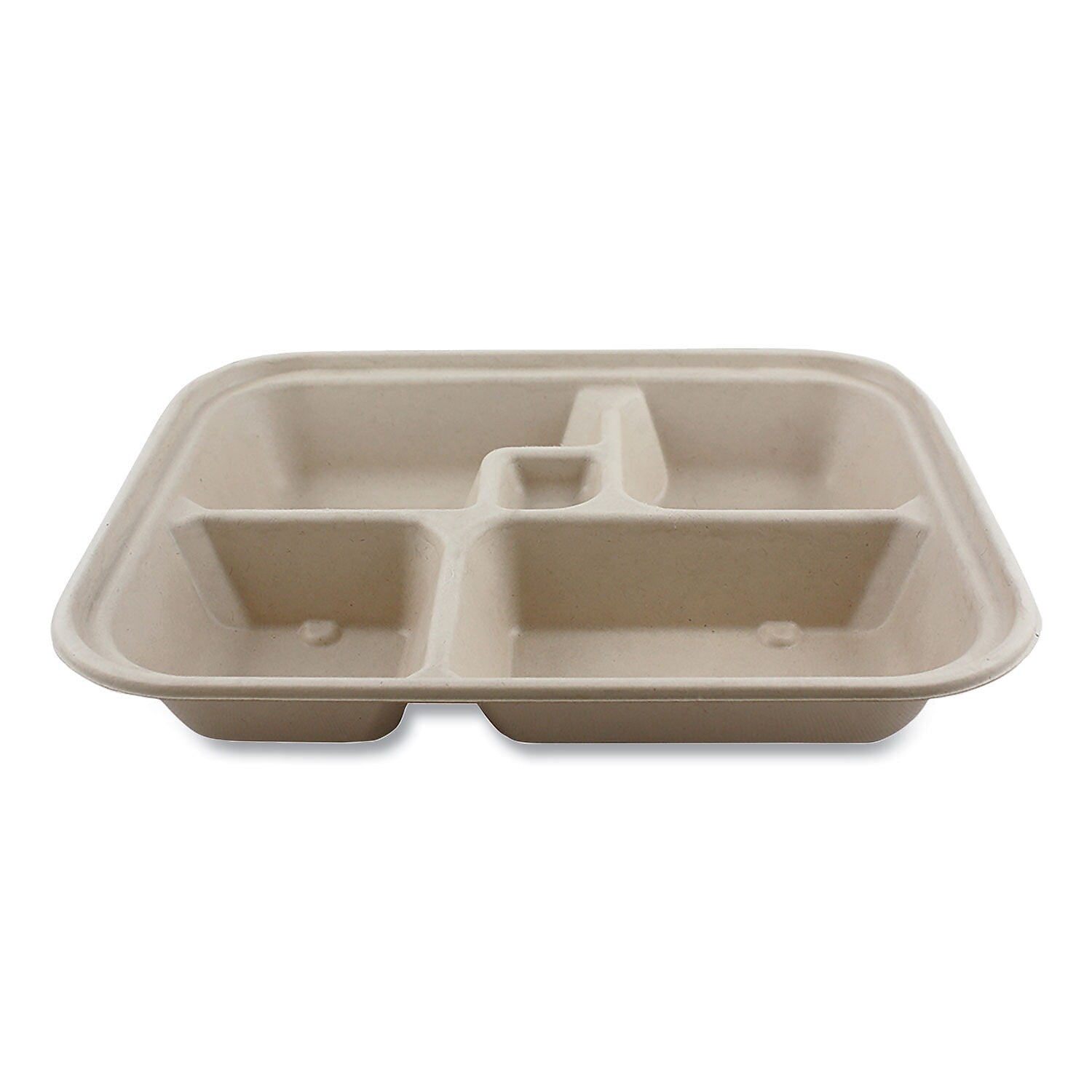 World Centric Plant-Based Fiber 5-Compartment Bento Box Carryout Container, Natural, 300/Carton (TR-SC-BB-LFS)
