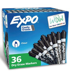 EXPO Tank Dry Erase Markers, Chisel Tip, Black, 36/Box (1920940A)