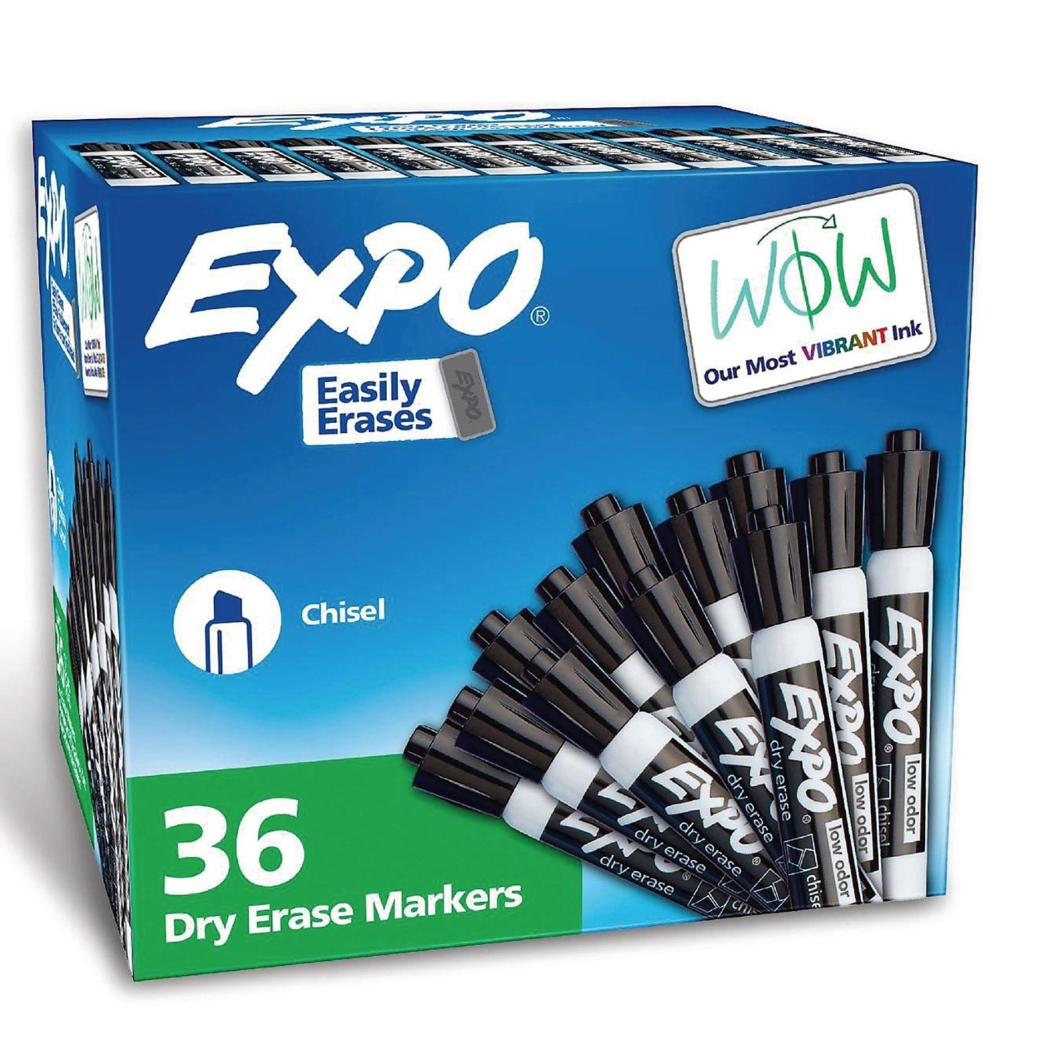 EXPO Tank Dry Erase Markers, Chisel Tip, Black, 36/Box (1920940A)