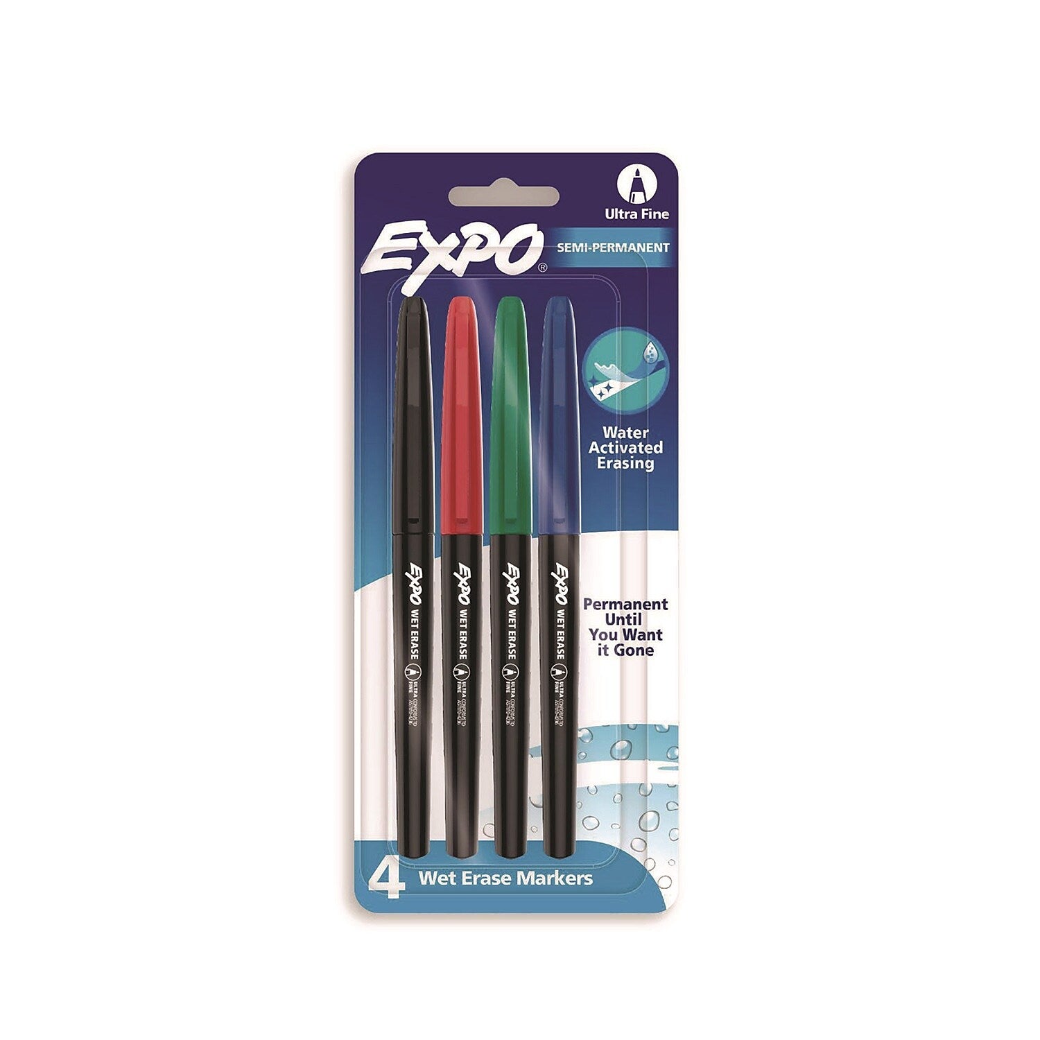 EXPO Vis-a-Vis Wet Erase Marker, Bullet Tip, Assorted Colors, 4/Set (2134341A)