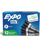 EXPO Tank Dry Erase Markers, Chisel Tip, Black, 12/Pack (80001A)