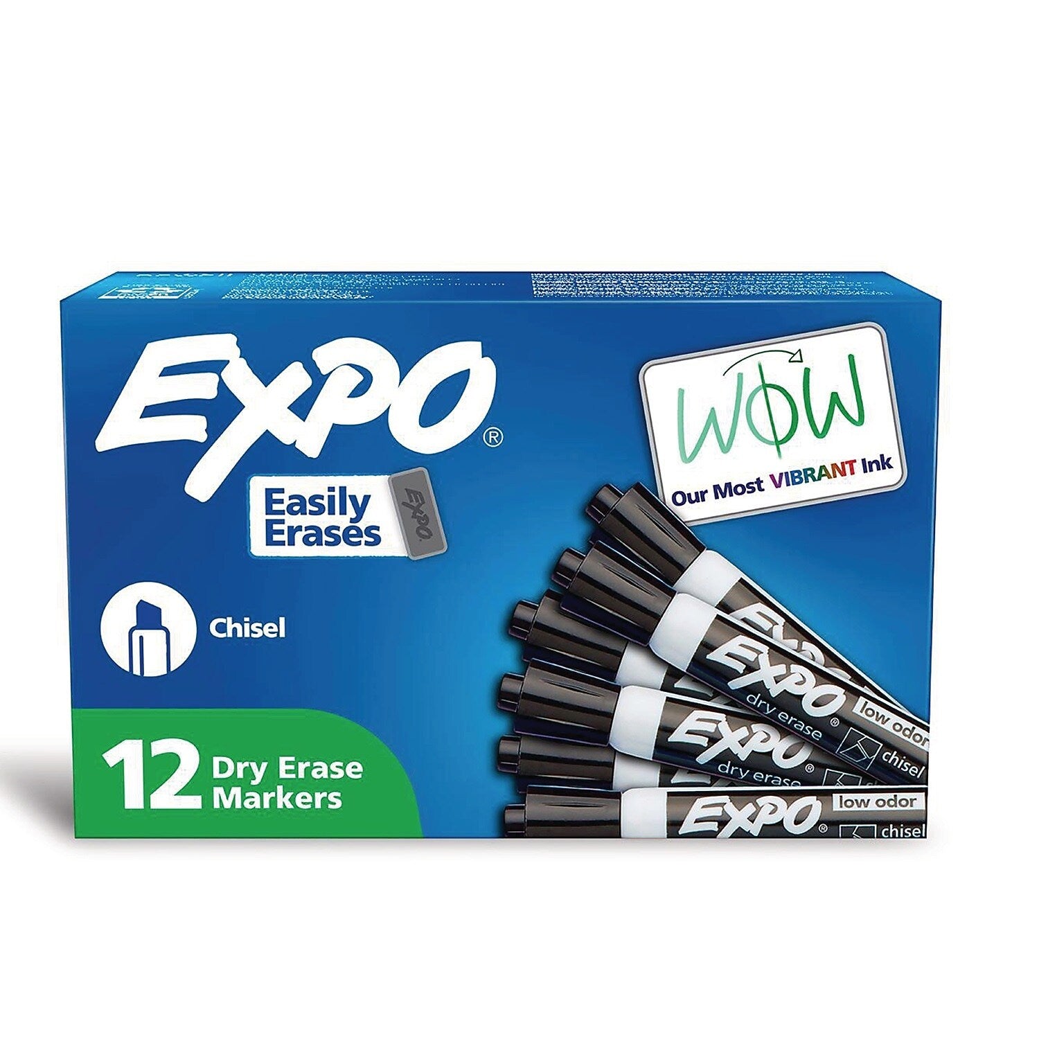 EXPO Tank Dry Erase Markers, Chisel Tip, Black, 12/Pack (80001A)