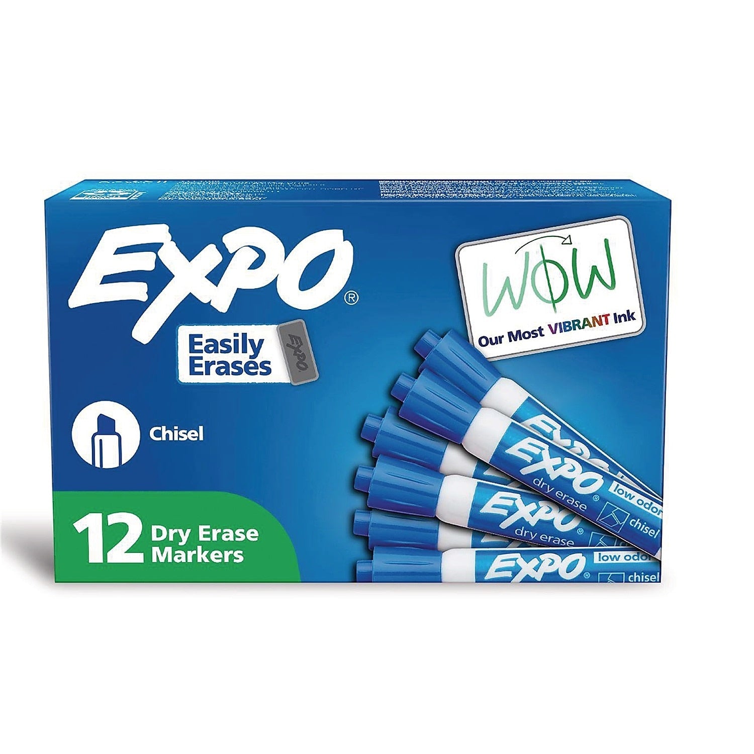 EXPO Tank Dry Erase Markers, Chisel Tip, Blue, 12/Pack (80003A)