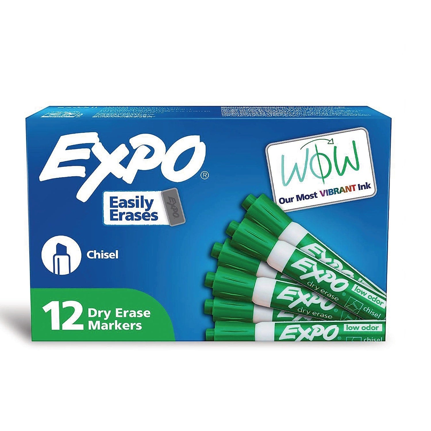 EXPO Tank Dry Erase Markers, Chisel Tip, Green, 12/Pack (80004A)