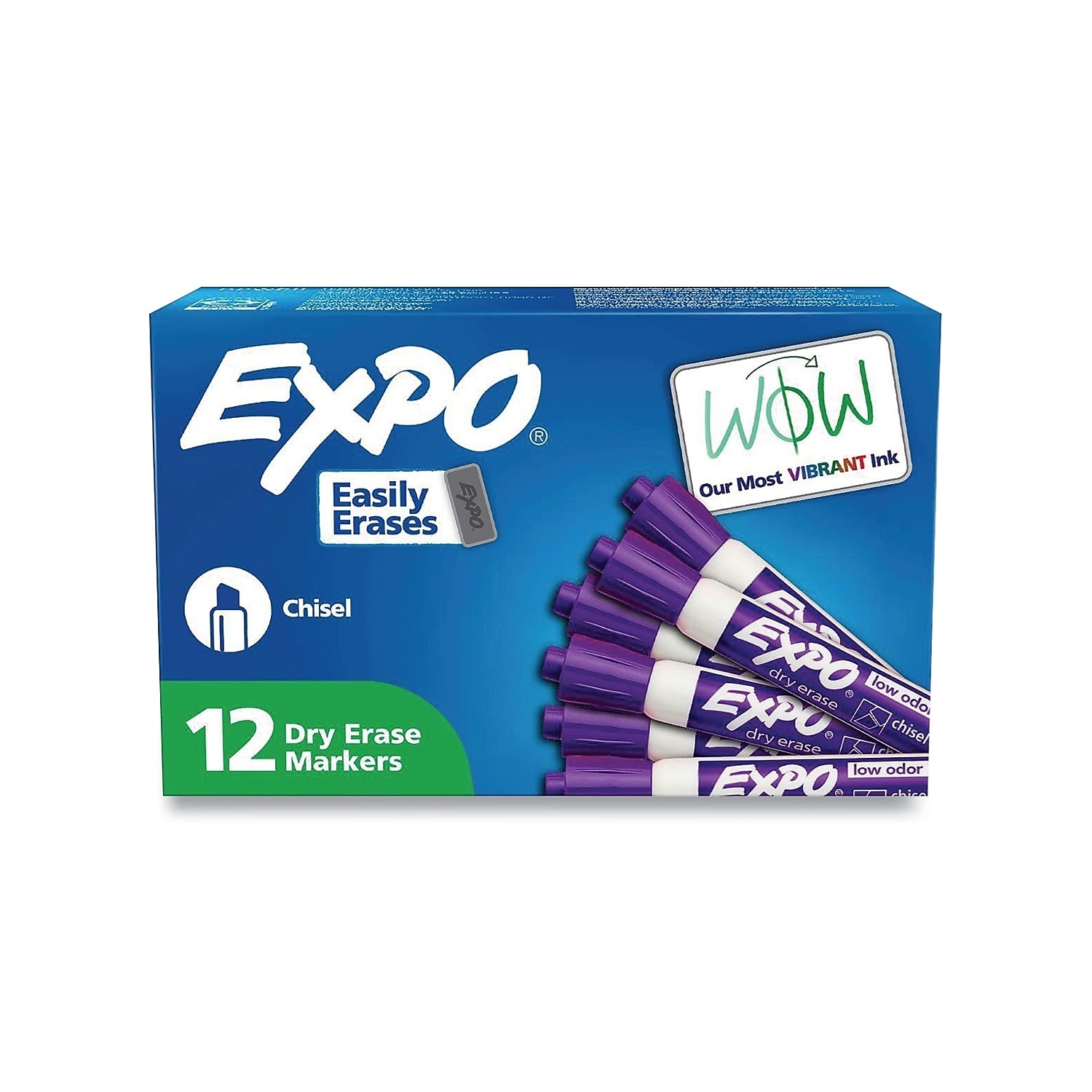 EXPO Tank Dry Erase Markers, Chisel Tip, Purple, 12/Pack (80008A)