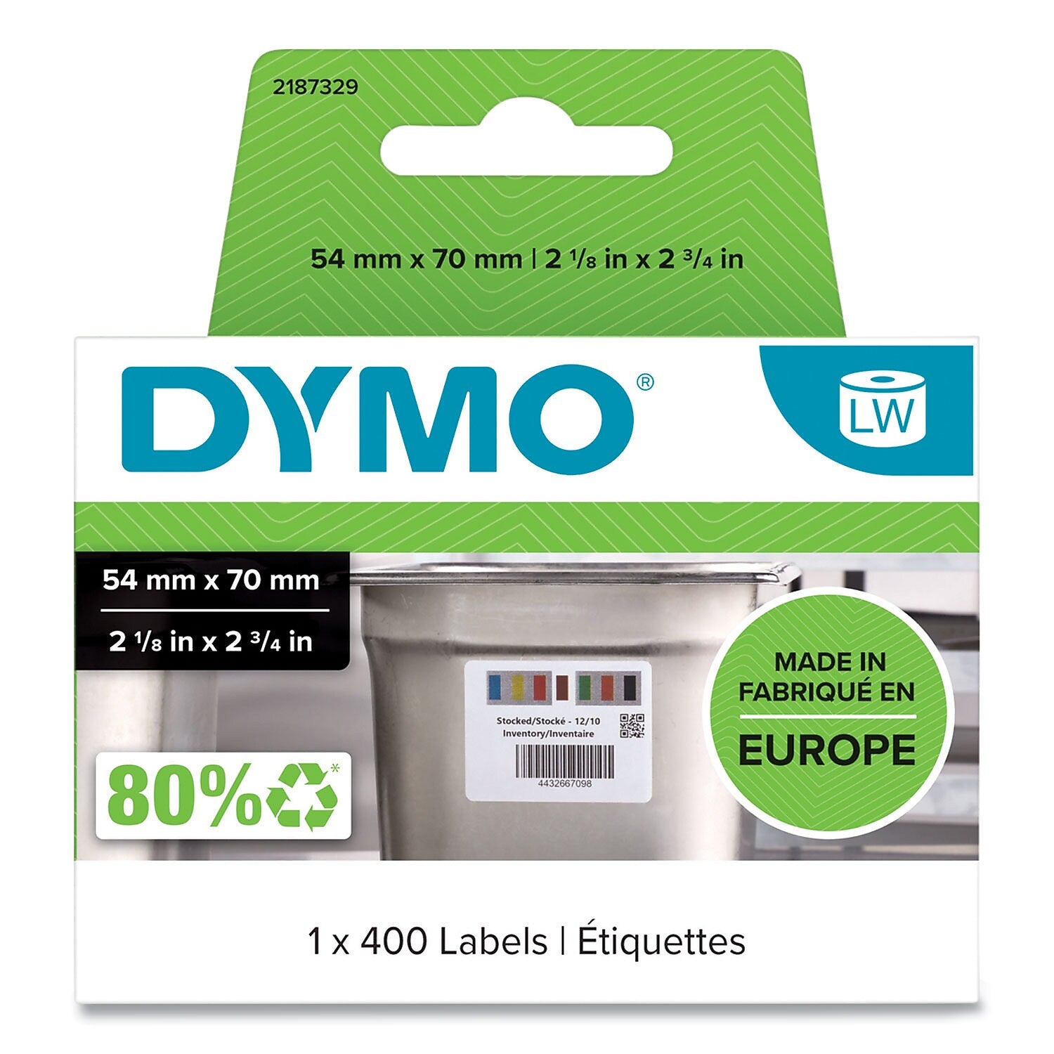DYMO Days of the Week Barcode Labels for LabelWriter Label Printers, Black/White, 400 Labels/Roll (2187329)