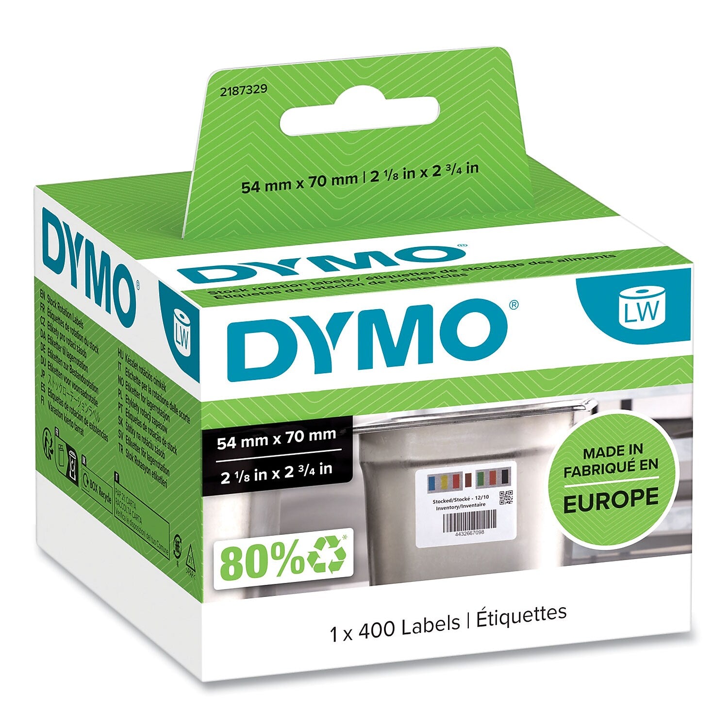 DYMO Days of the Week Barcode Labels for LabelWriter Label Printers, Black/White, 400 Labels/Roll (2187329)