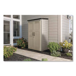 Rubbermaid Vertical Storage Shed, 53 cu. ft., 2.5' x 4' x 7', Sandstone/Faint Maple (FG5L3000SDONX)