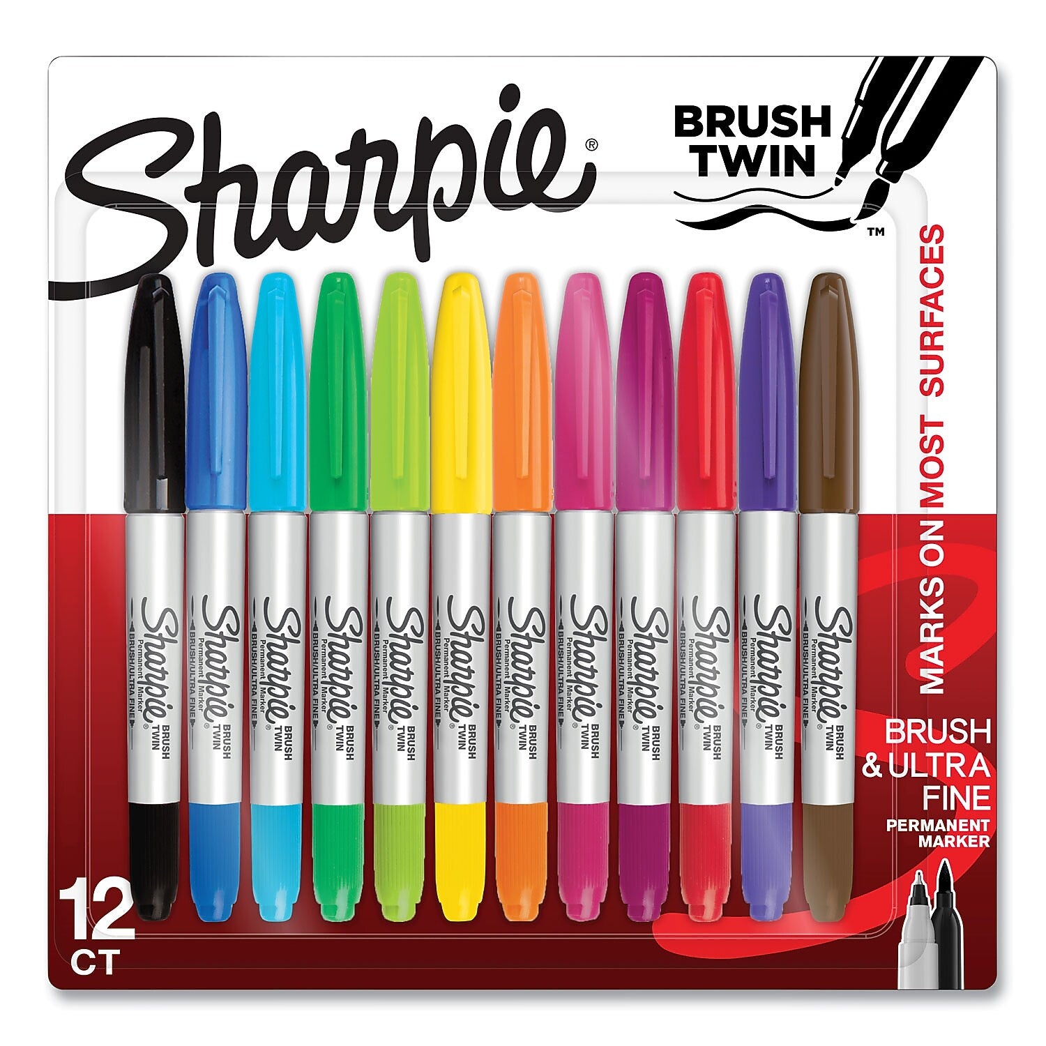 Sharpie Permanent Marker, Twin Tip, Assorted, 12/Pack (2168237)