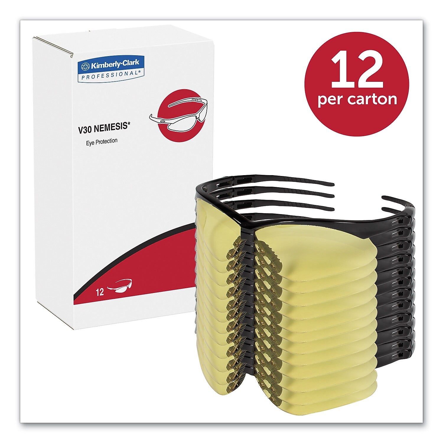 KleenGuard Nemesis Anti-Fog Safety Glasses, Wraparound, Amber Lens, 12/Box (KCC22476)
