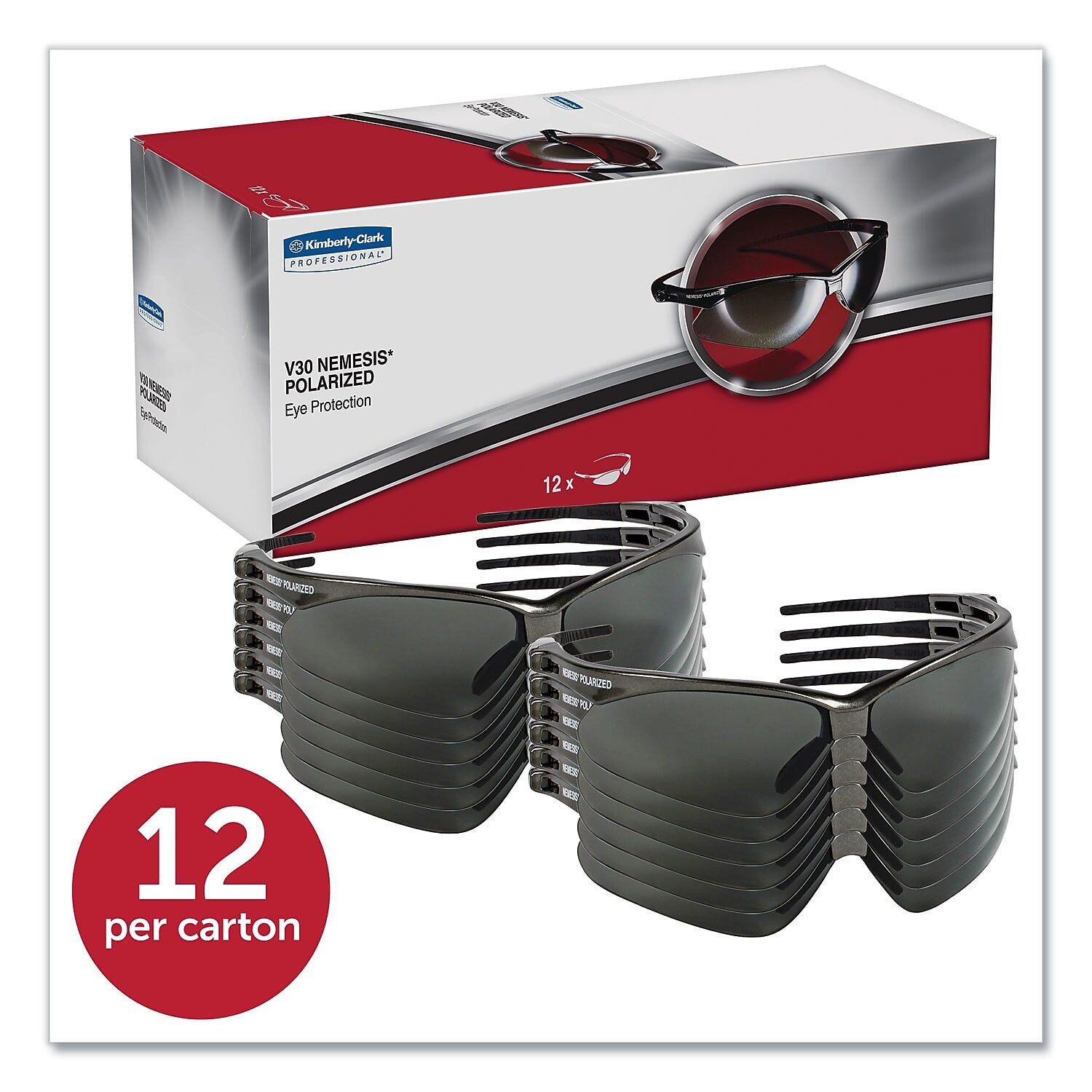 KleenGuard Nemesis Anti-Fog Safety Glasses, Wraparound, Smoke Lens, 12/Box (KCC28635)