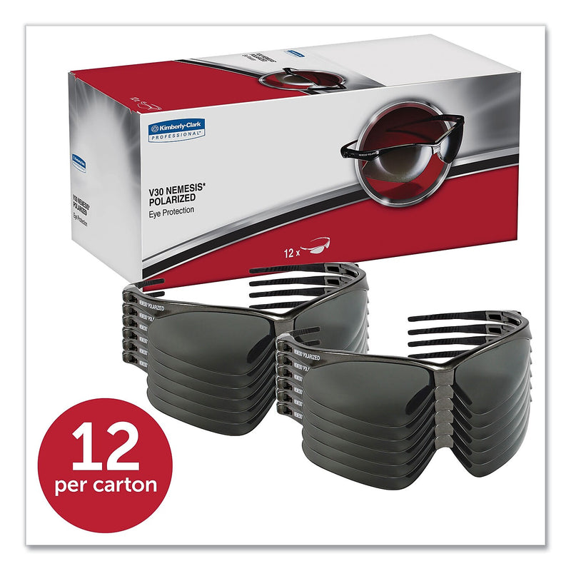 KleenGuard Nemesis Anti-Fog Safety Glasses, Wraparound, Smoke Lens, 12/Box (KCC28635)